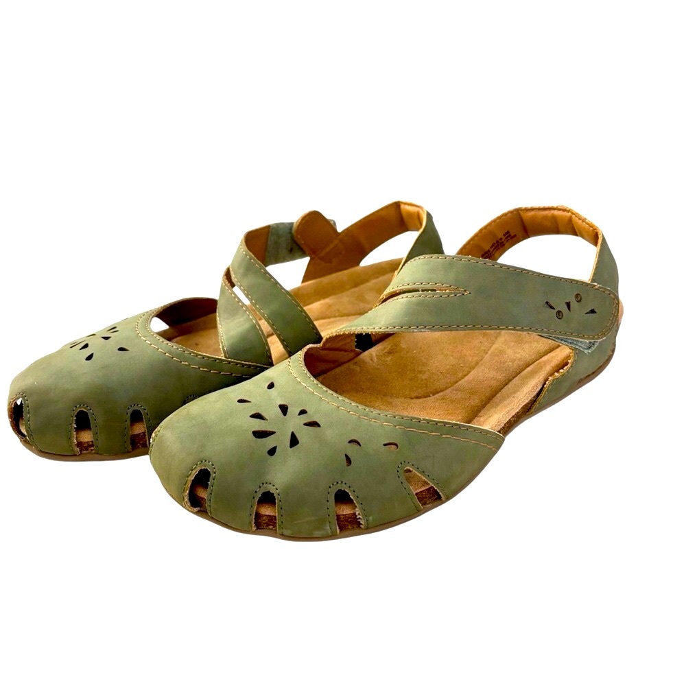 Earth Origins Bosk Brenda  Sandal Mary Jane Slingback Leather Green size 9.5